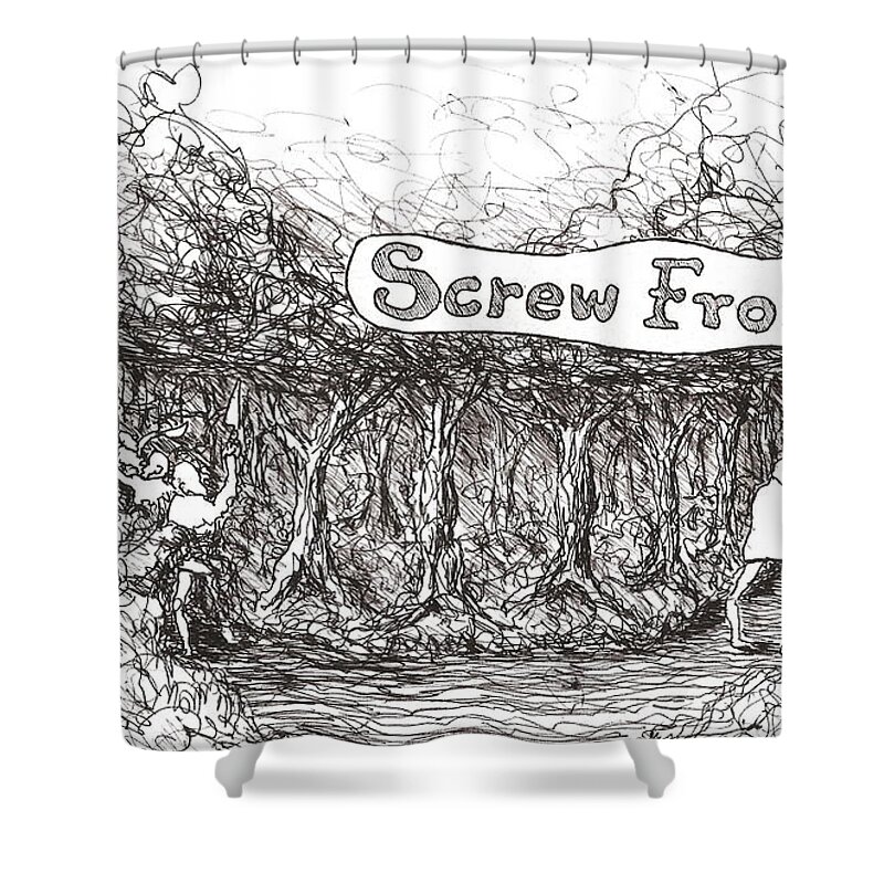 Old Shower Curtain featuring the drawing Road More Travelled by R Allen Swezey