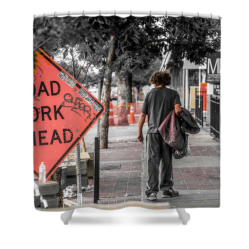 Street Photography Shower Curtain featuring the photograph Road Work Ahead by Kyle Field