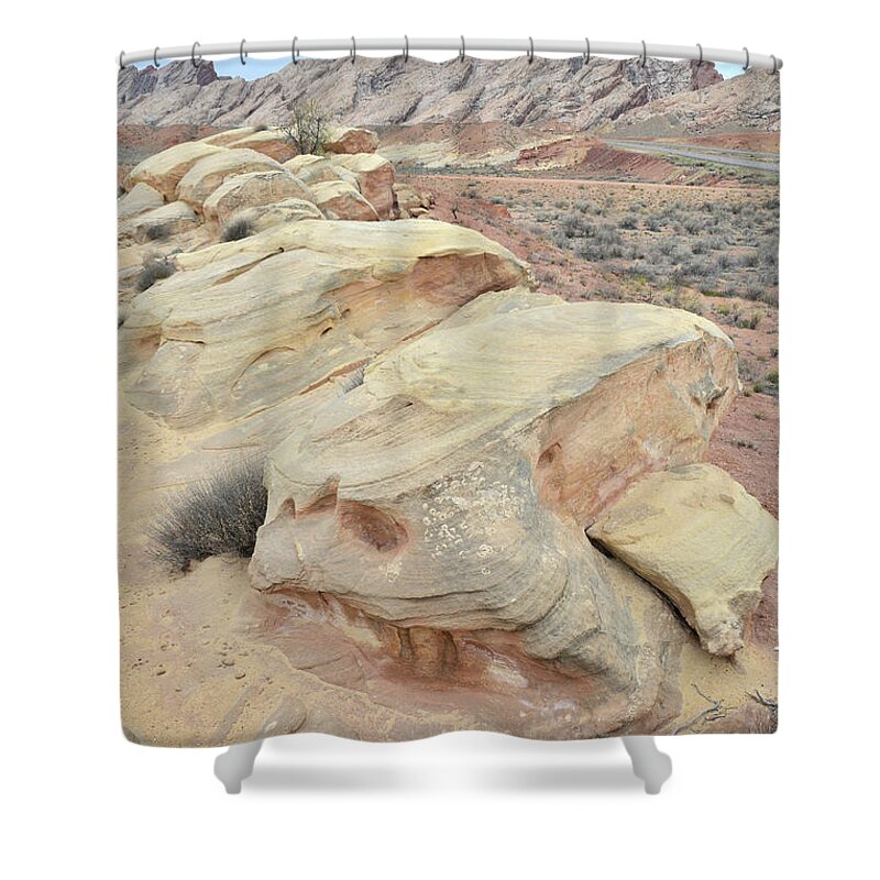 San Rafael Swell Shower Curtain featuring the photograph Roadside Sandstone along I-70 near San Rafael Swell by Ray Mathis