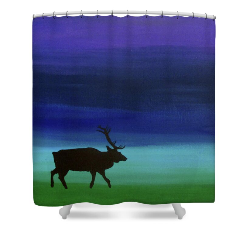 Elk Shower Curtain featuring the painting Roaming Elk by Sara Becker