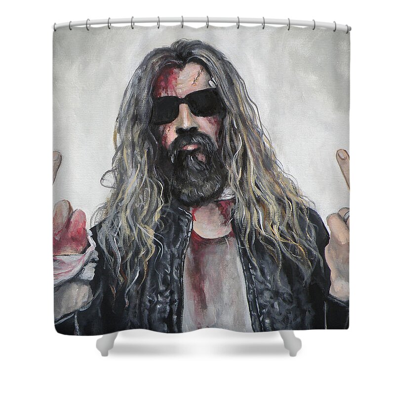 Rob Zombie Shower Curtain featuring the painting Rob Zombie by Tom Carlton