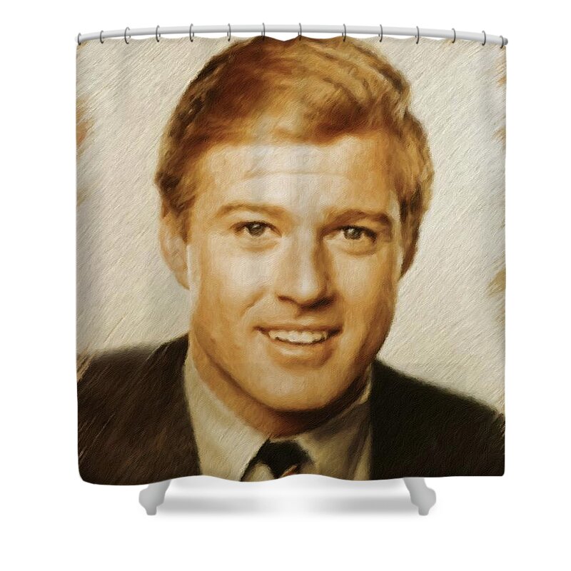 Robert Shower Curtain featuring the painting Robert Redford, Actor by Esoterica Art Agency