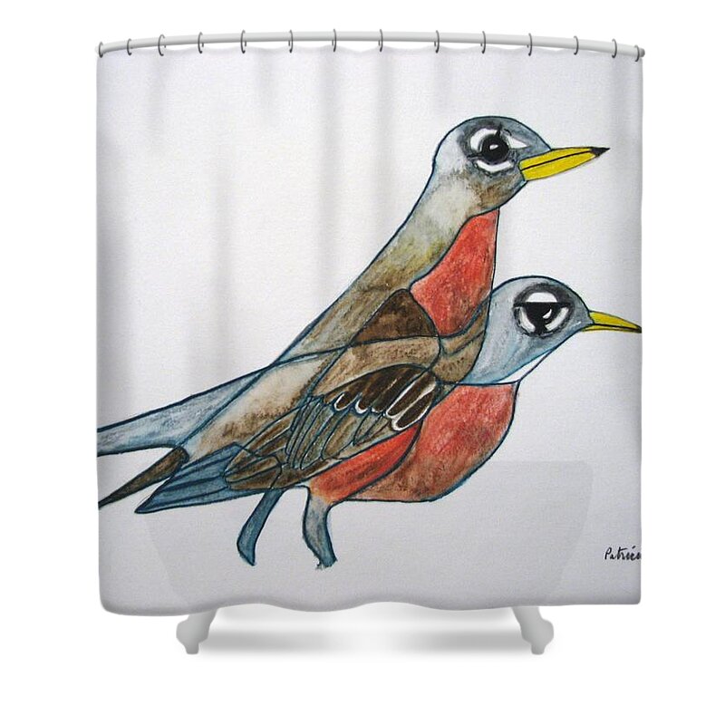  Shower Curtain featuring the painting Robins Partner by Patricia Arroyo