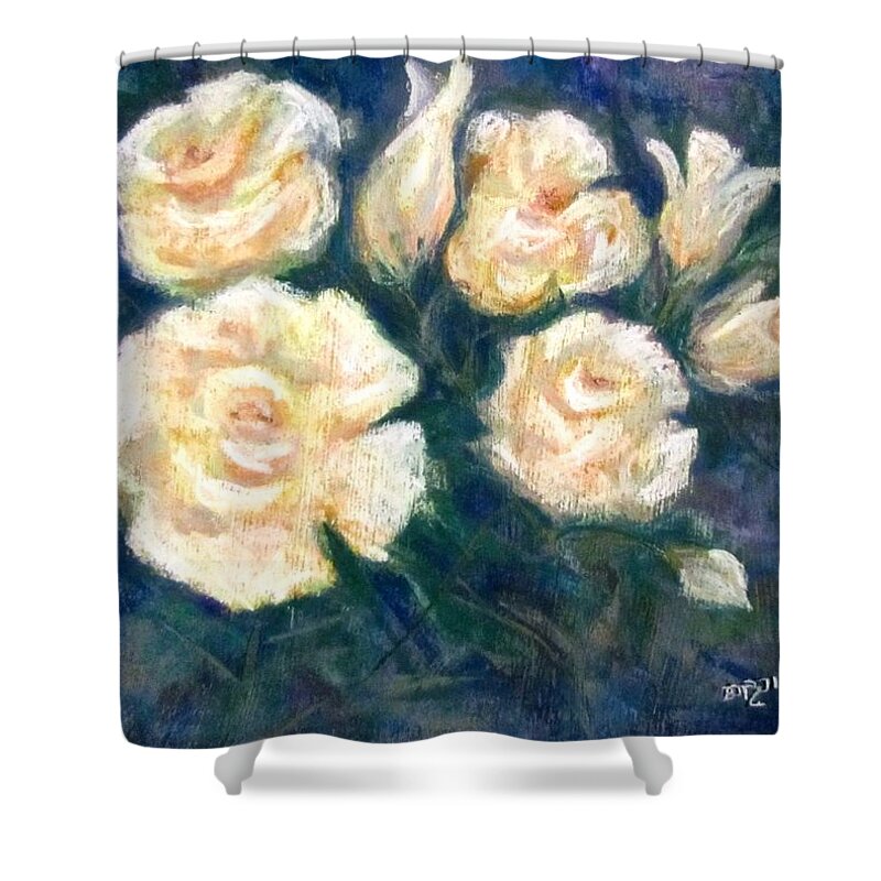 Roses. Rose Shower Curtain featuring the painting Robyn's Roses by Barbara O'Toole