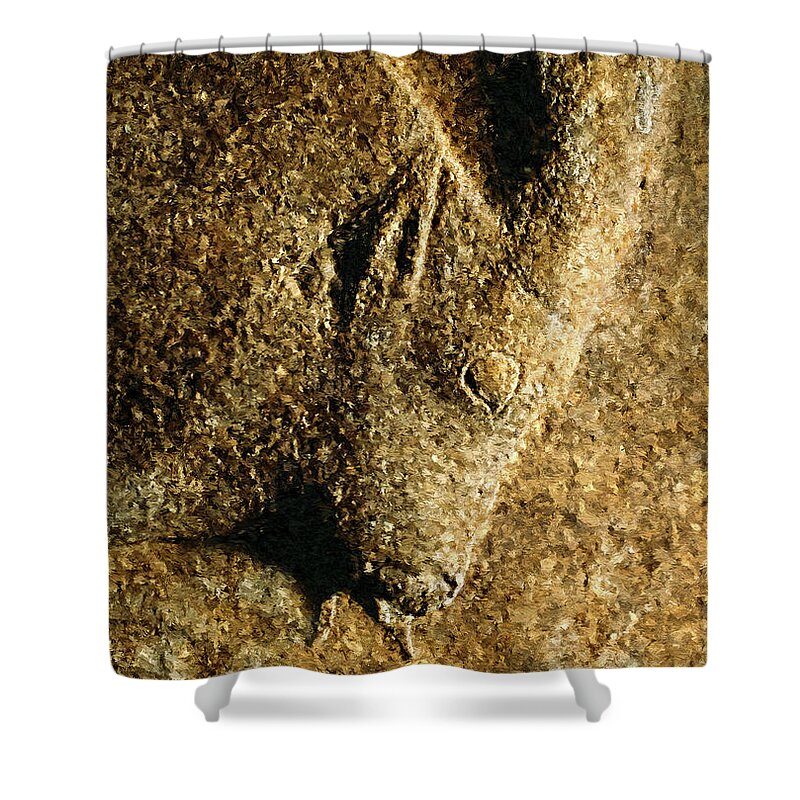 Ibex Shower Curtain featuring the digital art Roc-aux-Sorciers Ibex by Weston Westmoreland