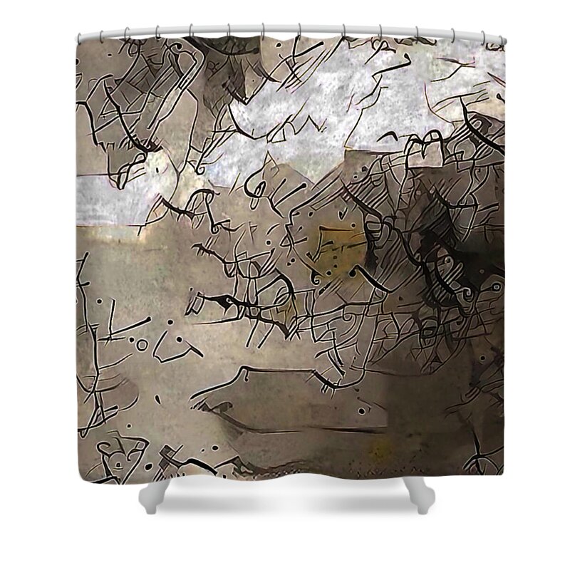 Art Shower Curtain featuring the digital art Rock Bottom by Jeff Iverson