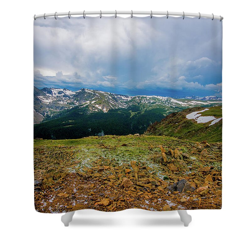 Alpine Shower Curtain featuring the photograph Rock Cut Overlook from Trail Ridge Road, Rocky Mountain National Park, Colorado by Tom Potter
