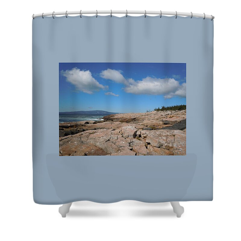 Maine Landscape Shower Curtain featuring the photograph Rock flow at Schoodic Point by Francine Frank