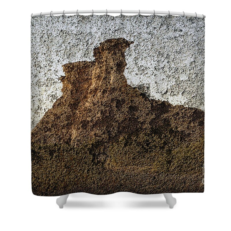 Composite Shower Curtain featuring the photograph Rock Formation On Adobe Wall by David Gordon