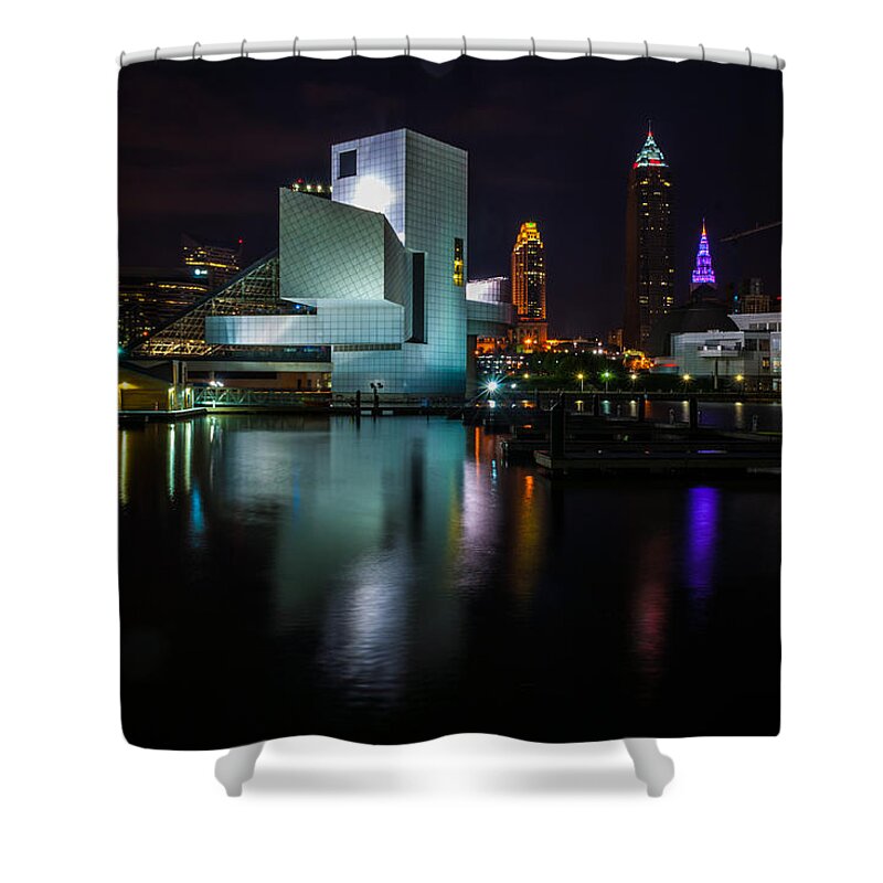 Cleveland Shower Curtain featuring the photograph Rock Hall Reflections by Stewart Helberg