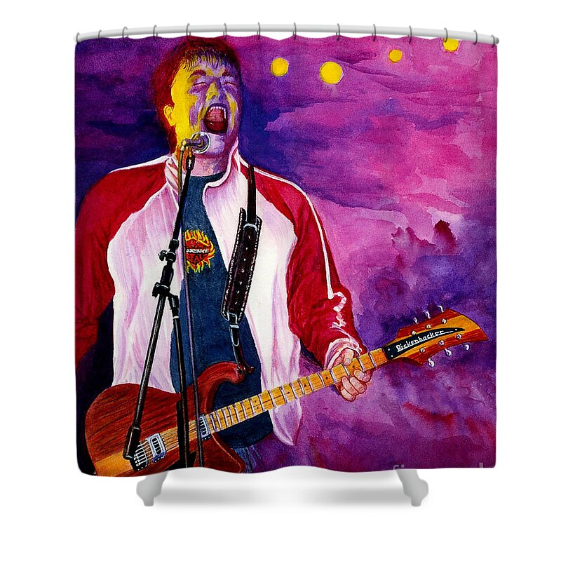 Rock And Roll Shower Curtain featuring the painting Rock On Tom by Nancy Cupp