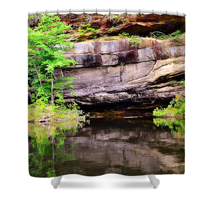 Reflections Shower Curtain featuring the photograph Rock Wall Reflections by Stacie Siemsen