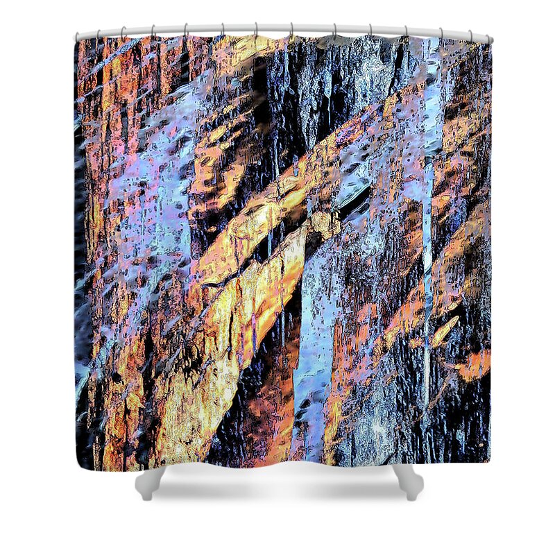 Stone Shower Curtain featuring the digital art Rockfalls by Stephanie Grant
