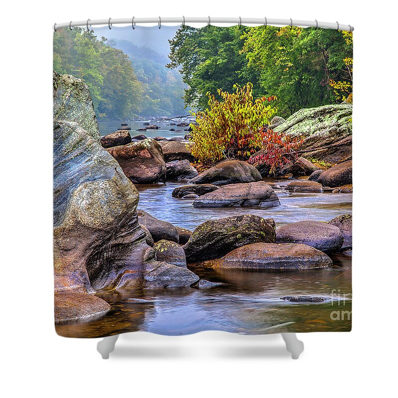 River Shower Curtain featuring the photograph Rockscape by Tom Cameron