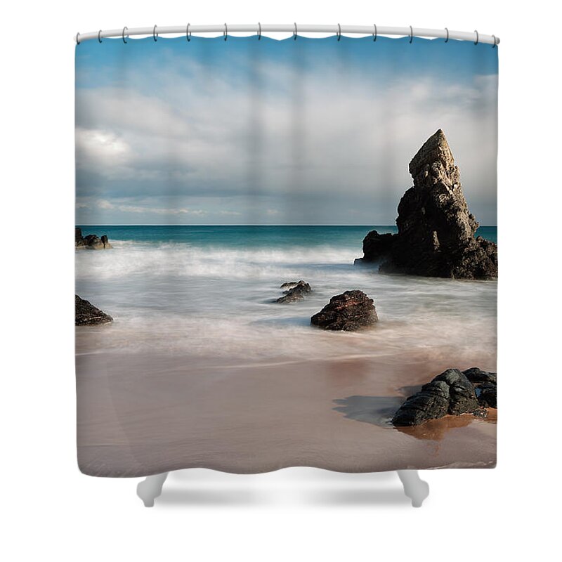 Durness Shower Curtain featuring the photograph Rocky Beach on Sango Bay by Maria Gaellman
