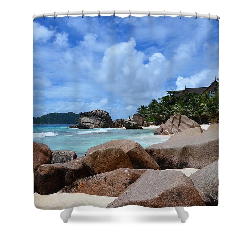 Sunset Shower Curtain featuring the photograph Rocky beach by Sabine Meisel