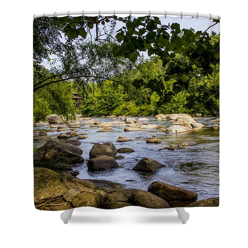 River Shower Curtain featuring the photograph Rocky Broad River by Allen Nice-Webb