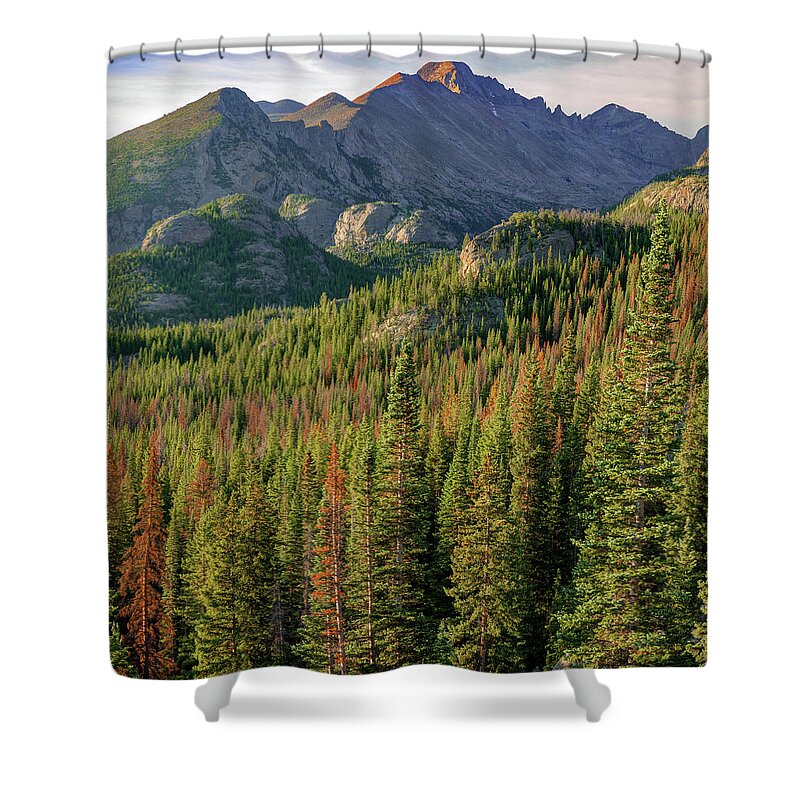 America Shower Curtain featuring the photograph Rocky Mountain National Park Peak Sunrise - Estes Park Colorado - Square Format by Gregory Ballos