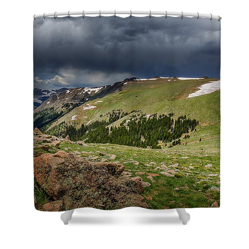 Colorado Shower Curtain featuring the photograph Rocky Mountain Strorm by Mary Angelini