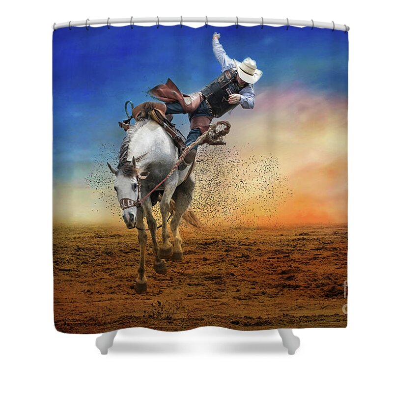 Rodeo Shower Curtain featuring the photograph Rodeo Cowboy by Jim Hatch