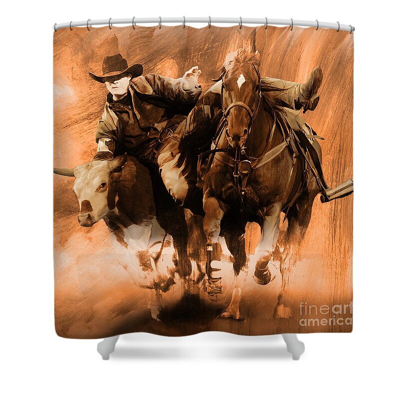 Rodeo Shower Curtain featuring the painting Rodeo mmN by Gull G