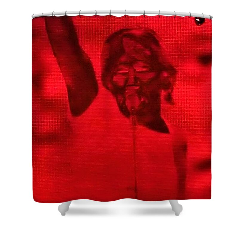 The Great Frame Up Shower Curtain featuring the photograph Roger Waters Negative Red by Rob Hans