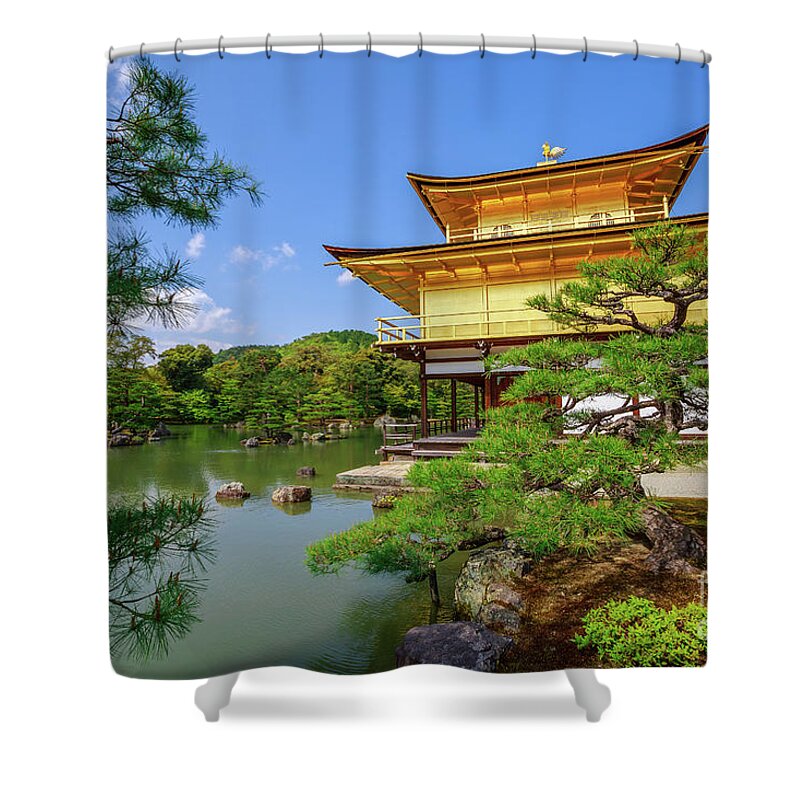 Rokuon Ji Shower Curtain featuring the photograph Rokuon ji Golden Pavilion by Benny Marty