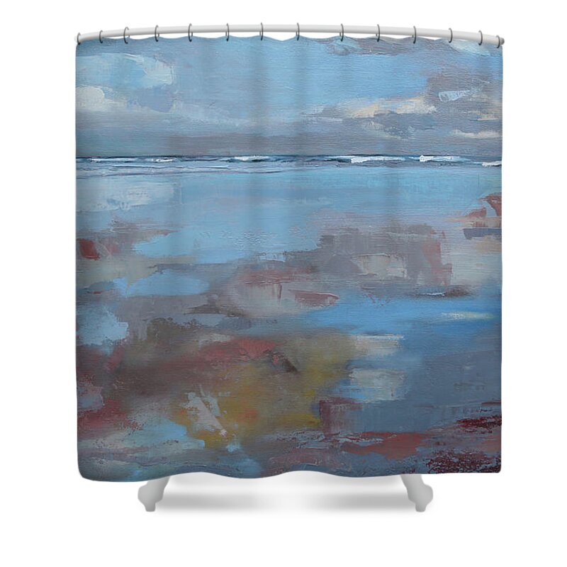 Ocean Shower Curtain featuring the painting Rolling Fog by Trina Teele