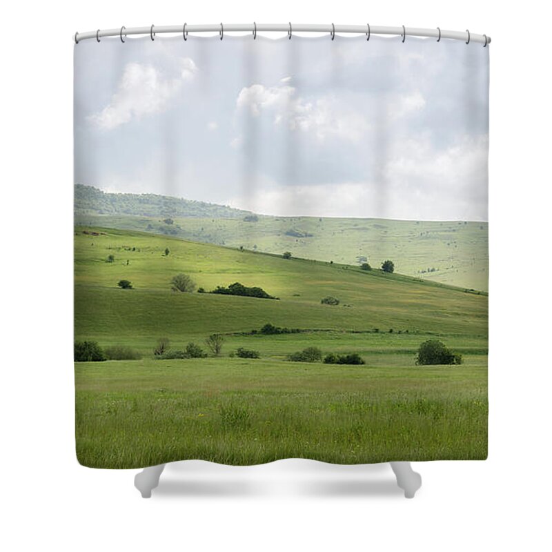 Clouds Shower Curtain featuring the photograph Rolling Landscape, Romania by Perry Rodriguez