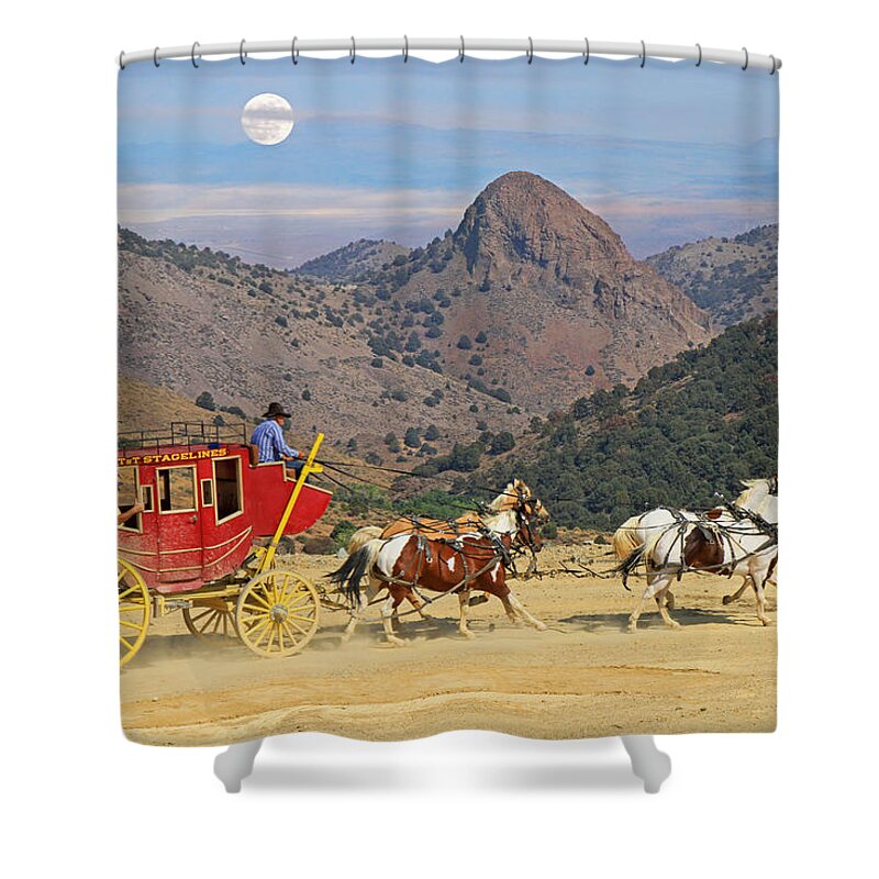 Stagecoach Shower Curtain featuring the photograph Rolling Rolling Rolling by Donna Kennedy