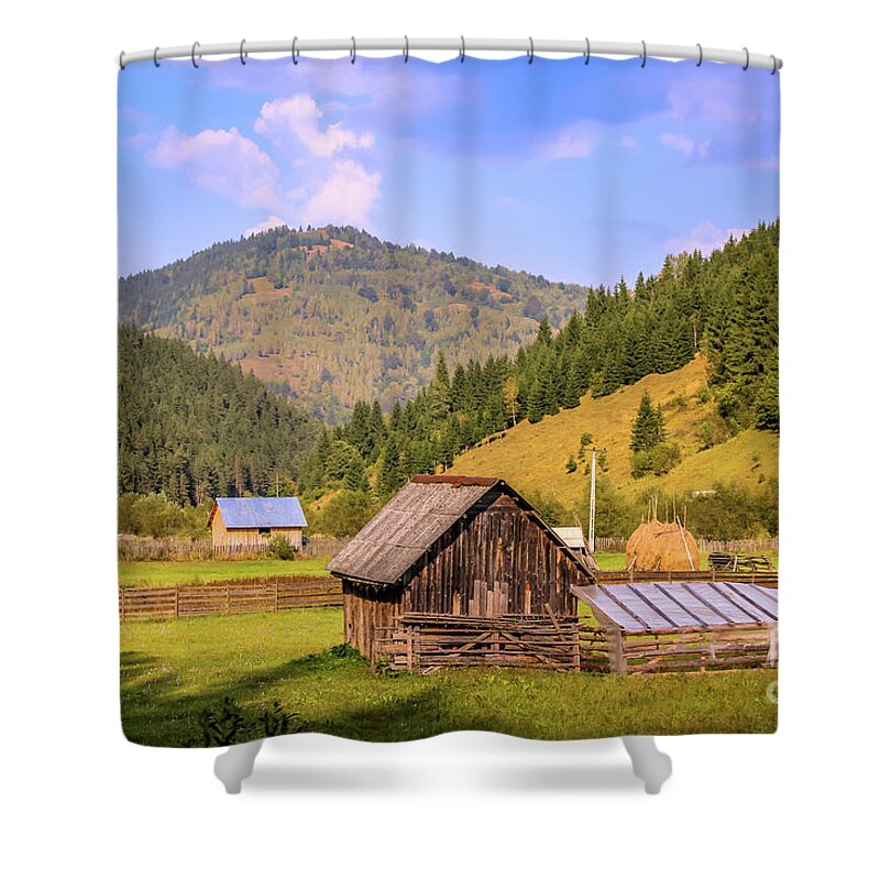 Mountains Shower Curtain featuring the photograph Romanian mountains landscape by Claudia M Photography