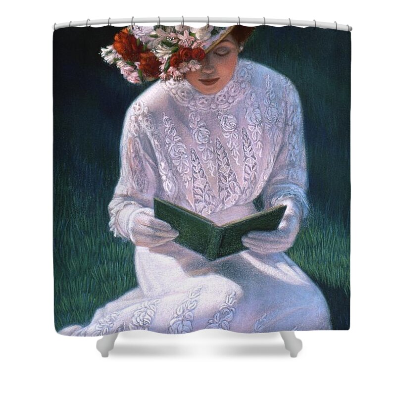 Woman Shower Curtain featuring the painting Romantic Novel by Sue Halstenberg