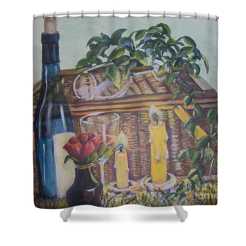 Picnic Shower Curtain featuring the painting Romantic Picnic by Saundra Johnson