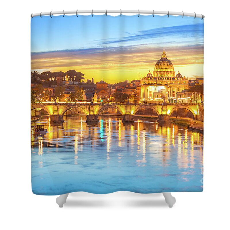 Rome Shower Curtain featuring the photograph Rome at twilight by Benny Marty