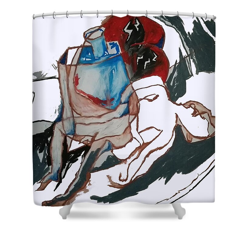 Romeo Shower Curtain featuring the drawing Romeo by Helen Syron