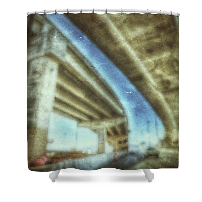 Overpass Shower Curtain featuring the photograph Rooftop Traffic by Mark Ross