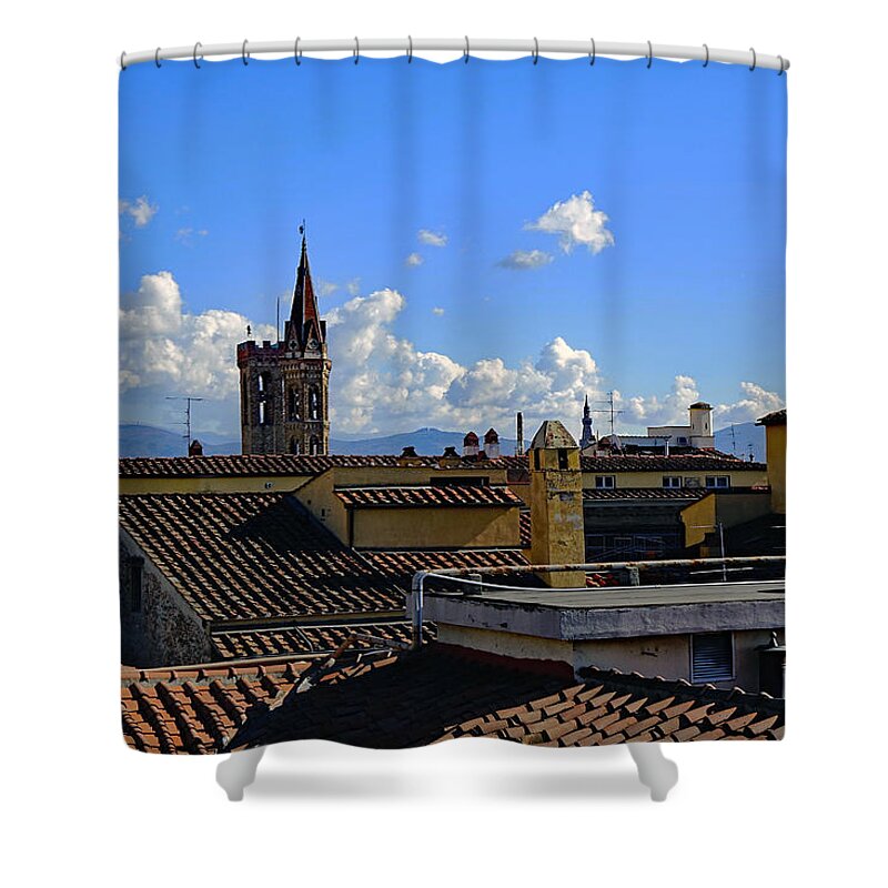Florence Shower Curtain featuring the photograph Rooftop Views In Florence Italy by Rick Rosenshein