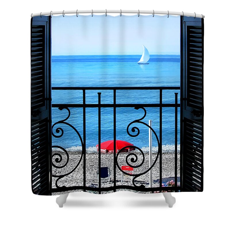Bordighera Shower Curtain featuring the photograph Room With a View II.Bordighera by Jennie Breeze