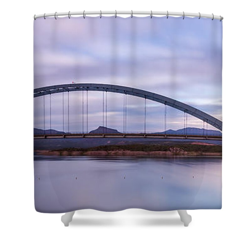 Sunrise Shower Curtain featuring the photograph Roosevelt Dam by Jon Manjeot