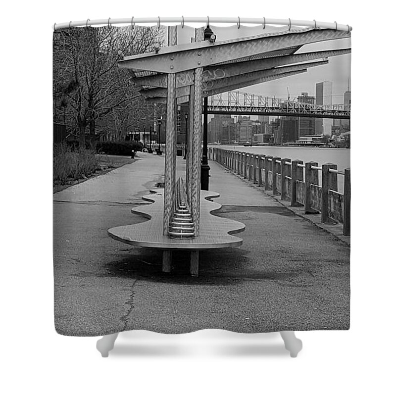 Bench Shower Curtain featuring the photograph Roosevelt Island Bench I I by Rob Hans