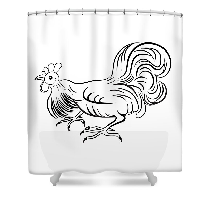 2017 Shower Curtain featuring the digital art Rooster by Michal Boubin