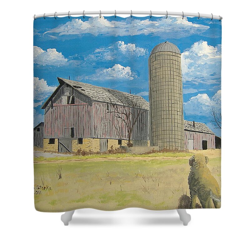 Barn Shower Curtain featuring the painting Rorabeck Barn by Norm Starks