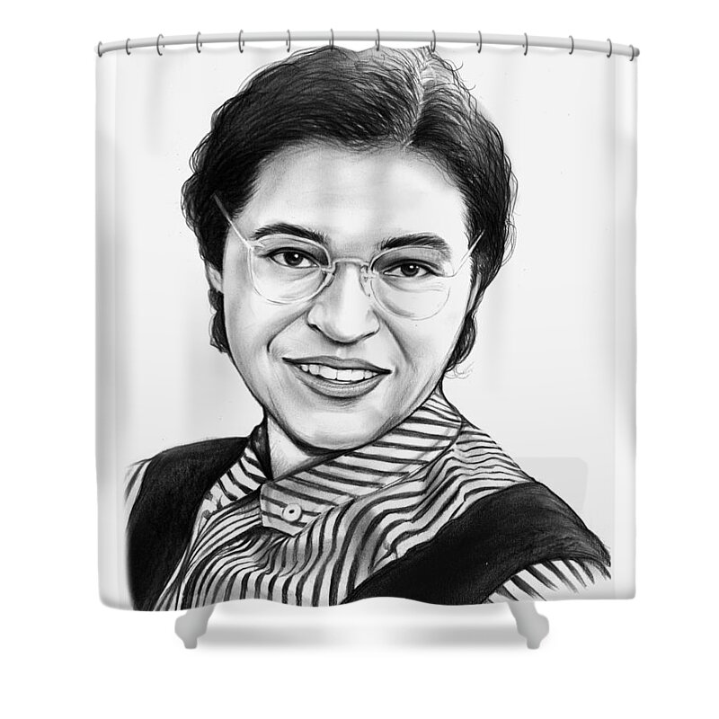 Rosa Parks Shower Curtain featuring the drawing Rosa Parks by Greg Joens