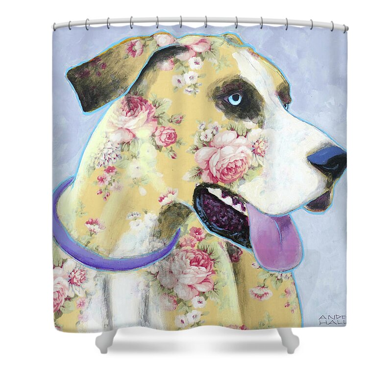 Great Dane Shower Curtain featuring the painting Rosamund by Ande Hall