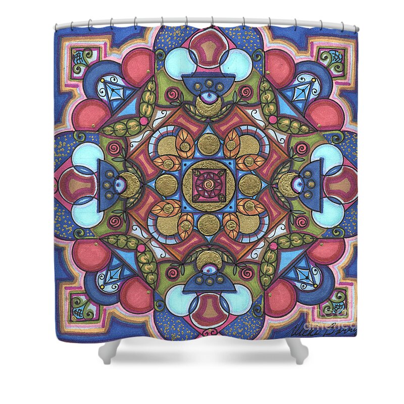 Abstract Shower Curtain featuring the painting Rose and Blue by Vicki Baun Barry