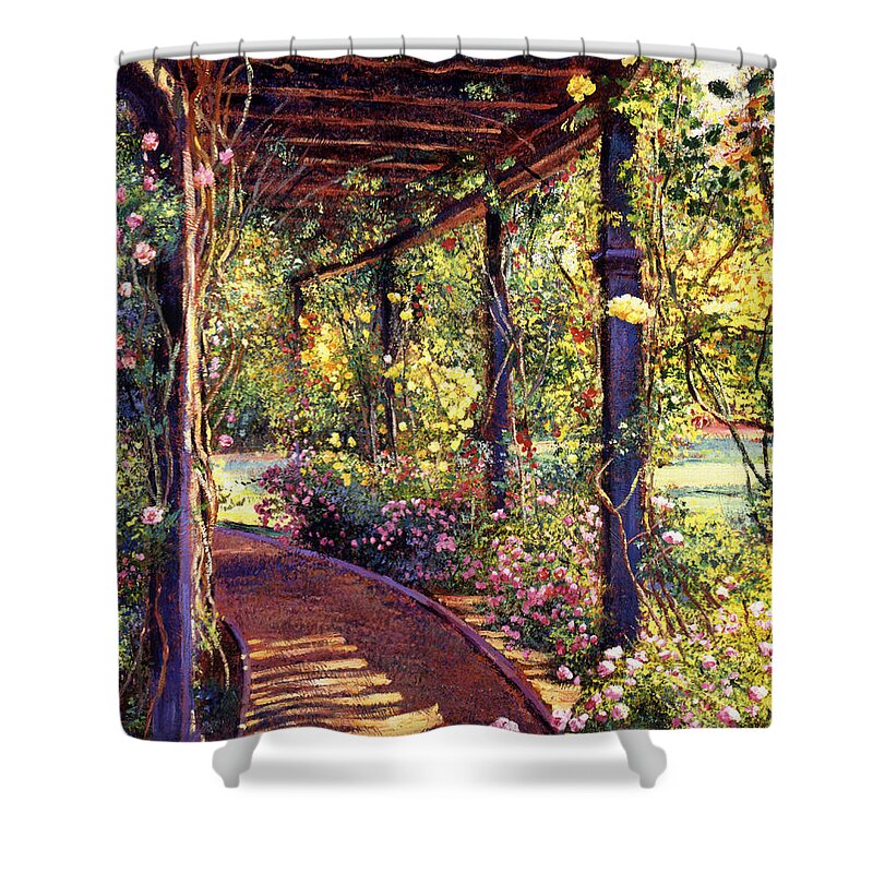 Flowers Shower Curtain featuring the painting Rose Arbor Toluca Lake by David Lloyd Glover