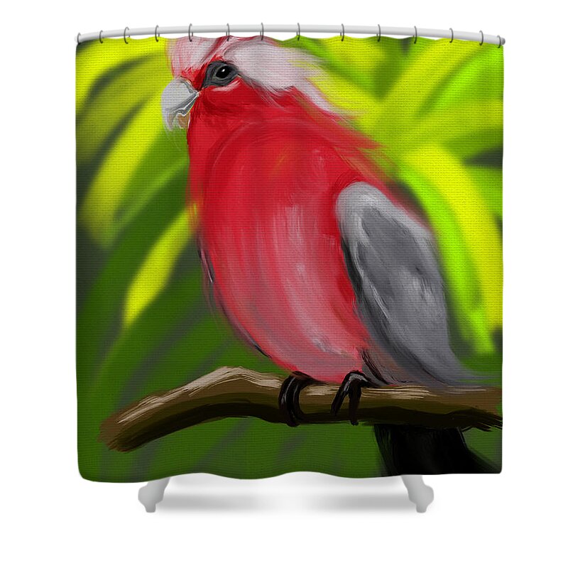 Birds Shower Curtain featuring the digital art Rose Cockatoo by Michael Kallstrom