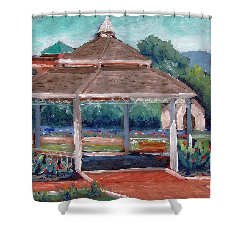 Boise Shower Curtain featuring the painting Rose Garden Gazebo by Kevin Hughes