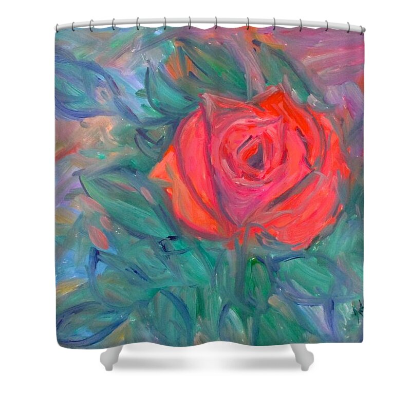 Rose Shower Curtain featuring the painting Rose Hope Stage One by Kendall Kessler