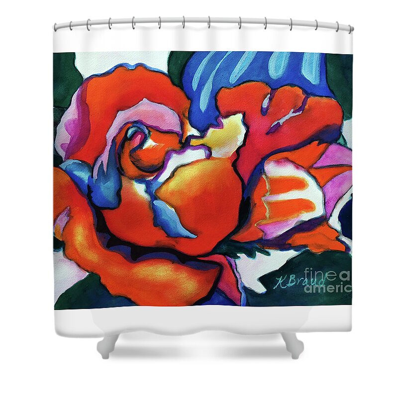 Paintings Shower Curtain featuring the painting Rose in Outline by Kathy Braud